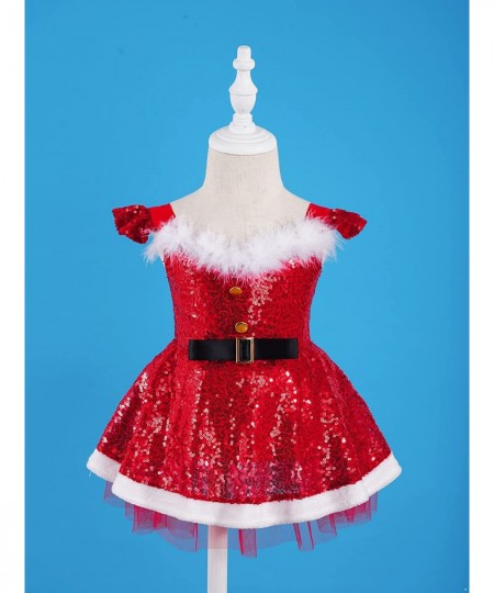 Big Girls Christmas Outfit Sequins Figure Ice Roller Skating Ballet Dance Leotard Dress with Hat Arm Sleeves $24.96 - Kids' C...