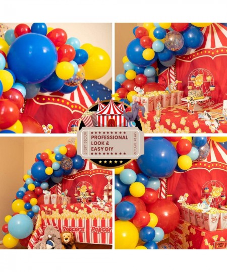 110pc 3 Sizes – Circus Balloon Arch Kit & Garland for Carnival Party Decorations Theme – Primary Color Balloons in Red Blue Y...