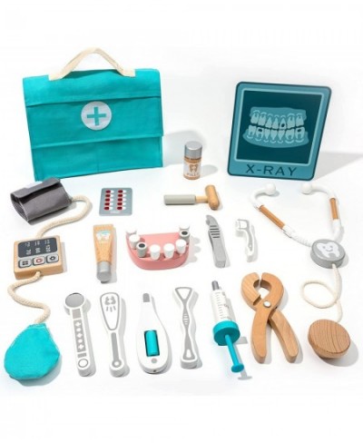 Wooden Play Doctor Kit for Kids & Toddlers Pretend Play Dentist Toy Gift for Boys Girls Ages 3+ $46.07 - Toy Medical Kits