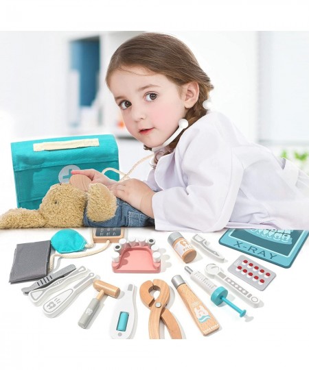 Wooden Play Doctor Kit for Kids & Toddlers Pretend Play Dentist Toy Gift for Boys Girls Ages 3+ $46.07 - Toy Medical Kits