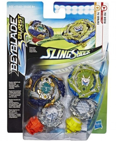 Burst Turbo Slingshock Dual Pack Fafnir F4 and Rudr R4 -- 1 Left-Spin 1 Right-Spin Battling Tops Age 8+ $39.28 - Gaming Top Toys