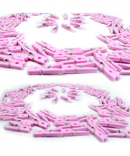 Mini Pink Clothespins | 100 Pack 1.25" Inch Clothes Pins Plastic Baby Shower Favors | Party Game Scatter Decorations | DIY Ba...