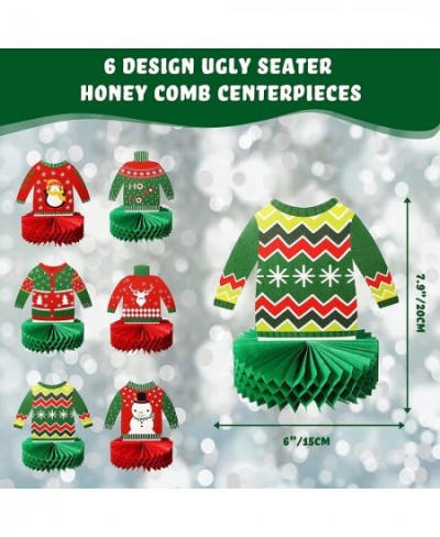 6 Pieces Christmas Ugly Sweater Party Decorations Honeycomb Centerpieces for Christmas Sweater Party 3D Table Topper Decorati...