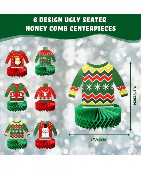 6 Pieces Christmas Ugly Sweater Party Decorations Honeycomb Centerpieces for Christmas Sweater Party 3D Table Topper Decorati...