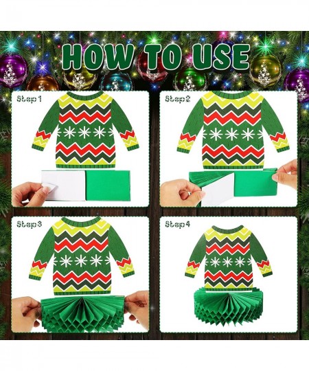 6 Pieces Christmas Ugly Sweater Party Decorations Honeycomb Centerpieces for Christmas Sweater Party 3D Table Topper Decorati...