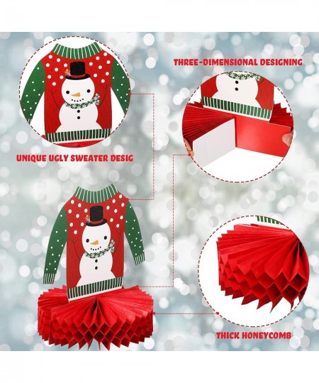 6 Pieces Christmas Ugly Sweater Party Decorations Honeycomb Centerpieces for Christmas Sweater Party 3D Table Topper Decorati...