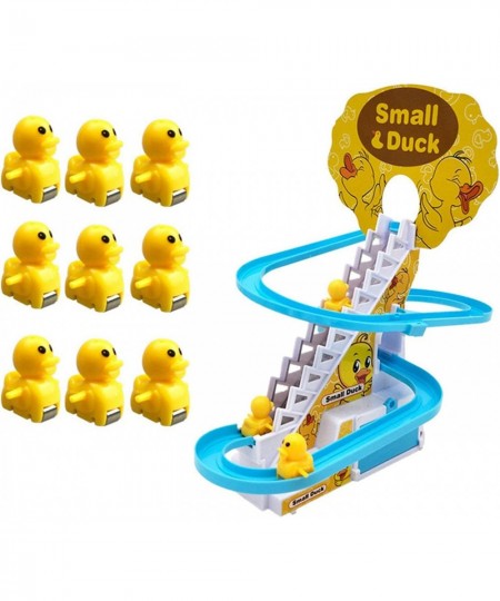 Electric Duck Climbing Stairs Toy Electric Music Climbing Stairs Toy Children Roller Coaster Toy Set Duck Race Track Set with...