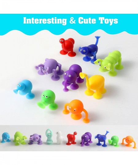 Suction Toys 12 Pcs Suction Cup Toys Kids Bath Toys Sensory Toys for 3 4 5 6 7 Year Old Boys Girls Sucker Toys Stress Release...