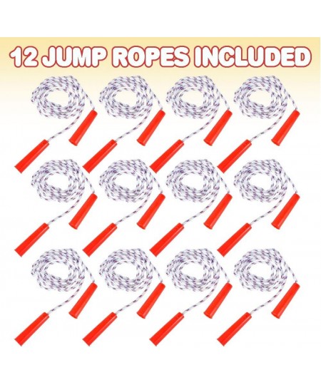 84 Inch Nylon Ropes for Kids - Pack of 12 - Durable Jump Ropes with Plastic Handles - Healthy Indoor and Outdoor Skipping Act...