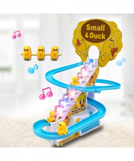 Electric Duck Climbing Stairs Toy Electric Music Climbing Stairs Toy Children Roller Coaster Toy Set Duck Race Track Set with...