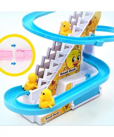 Electric Duck Climbing Stairs Toy Electric Music Climbing Stairs Toy Children Roller Coaster Toy Set Duck Race Track Set with...