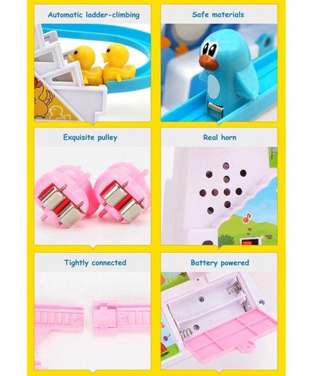 Electric Duck Climbing Stairs Toy Electric Music Climbing Stairs Toy Children Roller Coaster Toy Set Duck Race Track Set with...