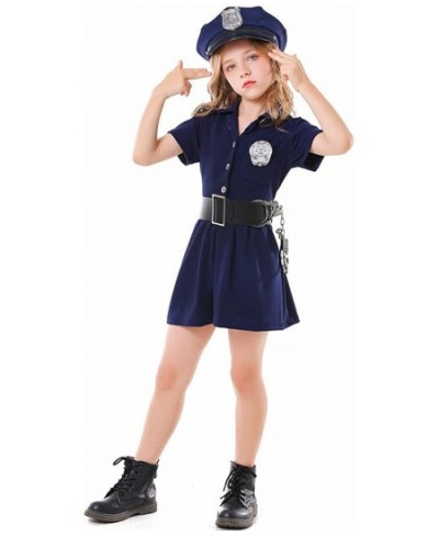 Police Officer Costume for Girls Kids Halloween Costumes Cop Uniform Outfit Dress Up Role Play with Badge Handcuffs Hat Toys ...