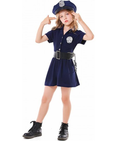 Police Officer Costume for Girls Kids Halloween Costumes Cop Uniform Outfit Dress Up Role Play with Badge Handcuffs Hat Toys ...