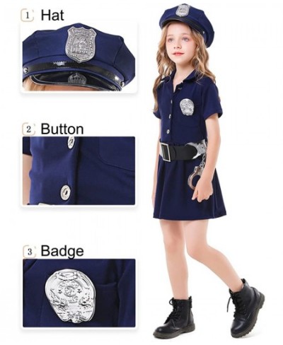 Police Officer Costume for Girls Kids Halloween Costumes Cop Uniform Outfit Dress Up Role Play with Badge Handcuffs Hat Toys ...