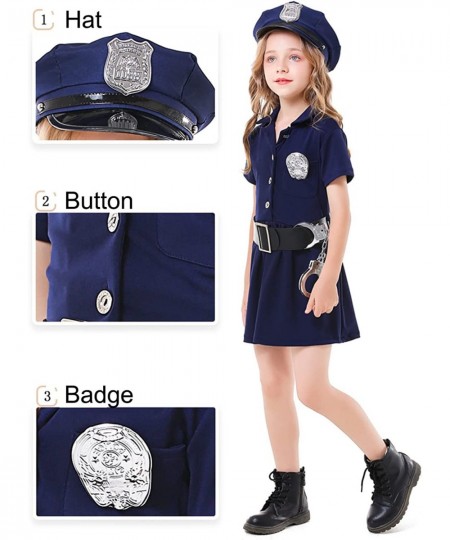 Police Officer Costume for Girls Kids Halloween Costumes Cop Uniform Outfit Dress Up Role Play with Badge Handcuffs Hat Toys ...