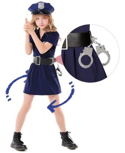 Police Officer Costume for Girls Kids Halloween Costumes Cop Uniform Outfit Dress Up Role Play with Badge Handcuffs Hat Toys ...