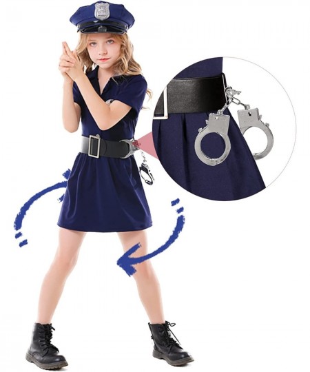 Police Officer Costume for Girls Kids Halloween Costumes Cop Uniform Outfit Dress Up Role Play with Badge Handcuffs Hat Toys ...