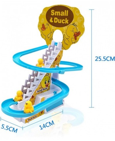 Electric Duck Climbing Stairs Toy Electric Music Climbing Stairs Toy Children Roller Coaster Toy Set Duck Race Track Set with...