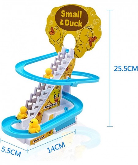 Electric Duck Climbing Stairs Toy Electric Music Climbing Stairs Toy Children Roller Coaster Toy Set Duck Race Track Set with...