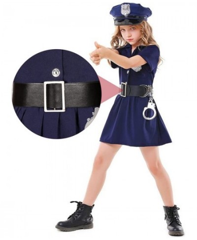 Police Officer Costume for Girls Kids Halloween Costumes Cop Uniform Outfit Dress Up Role Play with Badge Handcuffs Hat Toys ...