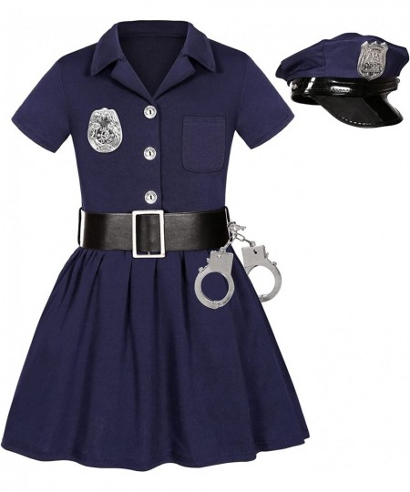 Police Officer Costume for Girls Kids Halloween Costumes Cop Uniform Outfit Dress Up Role Play with Badge Handcuffs Hat Toys ...