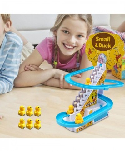 Electric Duck Climbing Stairs Toy Electric Music Climbing Stairs Toy Children Roller Coaster Toy Set Duck Race Track Set with...