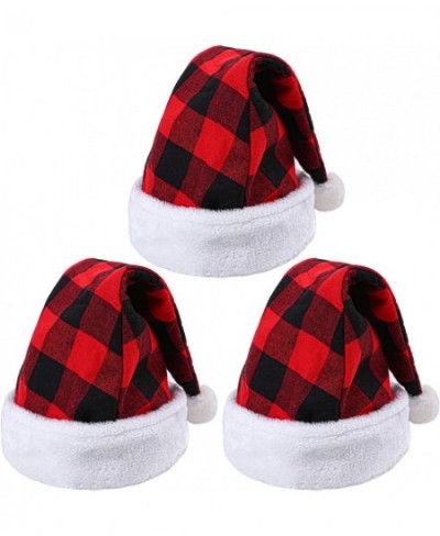 3 Pack Christmas Santa Hat Plaid Santa Hat Luxury Plush Hat for Christmas Costume Party and Holiday Event $15.99 - Kids' Dres...