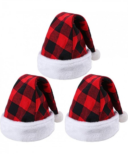 3 Pack Christmas Santa Hat Plaid Santa Hat Luxury Plush Hat for Christmas Costume Party and Holiday Event $15.99 - Kids' Dres...