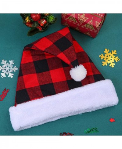 3 Pack Christmas Santa Hat Plaid Santa Hat Luxury Plush Hat for Christmas Costume Party and Holiday Event $15.99 - Kids' Dres...