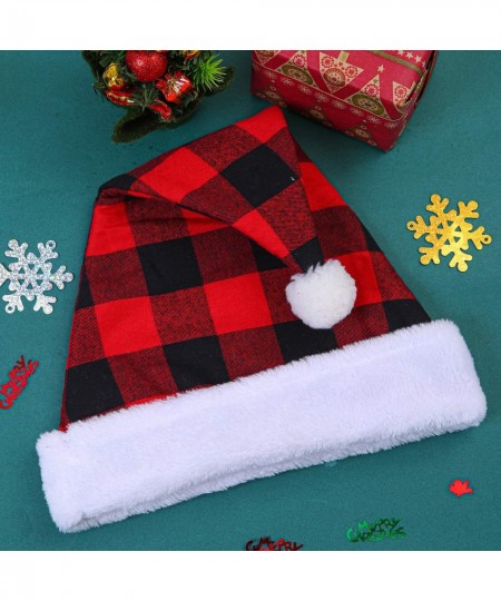 3 Pack Christmas Santa Hat Plaid Santa Hat Luxury Plush Hat for Christmas Costume Party and Holiday Event $15.99 - Kids' Dres...