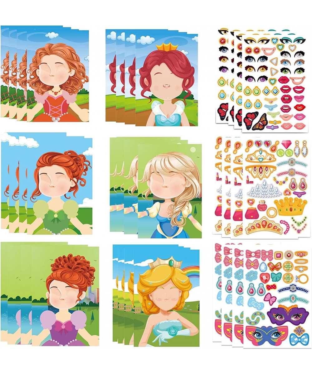 36PCS Princess Make a Face Stickers Themed Party Favors DIY Princess Dress Up Jewelry Sticker Toy for Kids Girls Princess Bir...