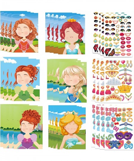 36PCS Princess Make a Face Stickers Themed Party Favors DIY Princess Dress Up Jewelry Sticker Toy for Kids Girls Princess Bir...