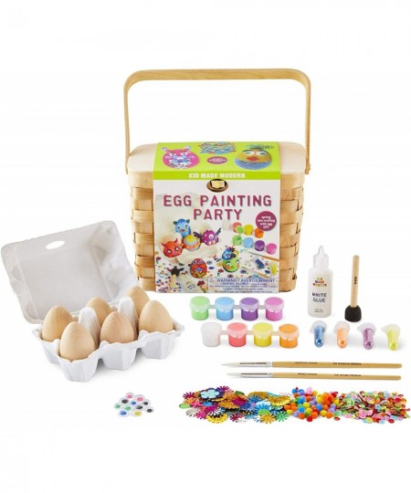 Kids Arts and Crafts - Egg Painting Party Craft Kit - Wooden Easter Egg Decorating Arts and Craft Kit - Children's Springtime...