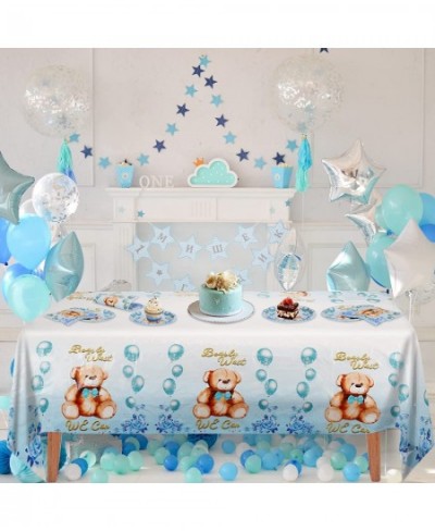 Teddy bear baby shower we can bearly wait baby shower decorations 1pcsTablecloth 20pcs Plates and 20pcs Napkins for Teddy Bea...