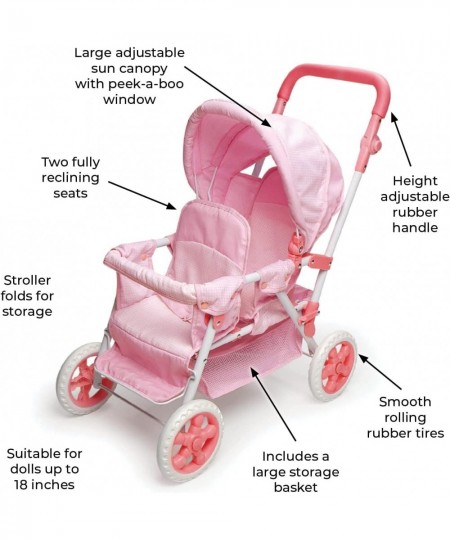 Folding Double Front-to-Back Doll Stroller (fits 18 inch Dolls) Pink/White $78.02 - Doll Accessories