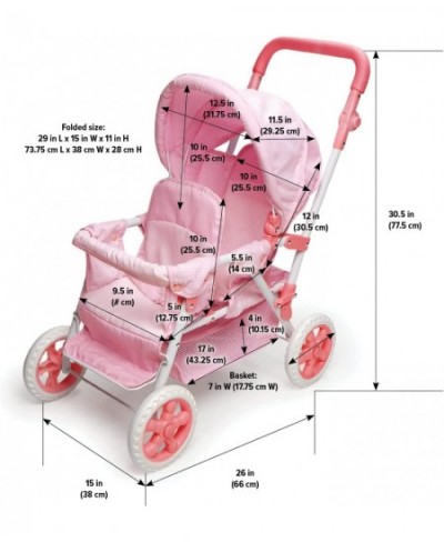 Folding Double Front-to-Back Doll Stroller (fits 18 inch Dolls) Pink/White $78.02 - Doll Accessories