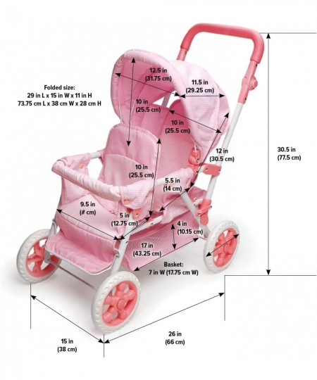 Folding Double Front-to-Back Doll Stroller (fits 18 inch Dolls) Pink/White $78.02 - Doll Accessories