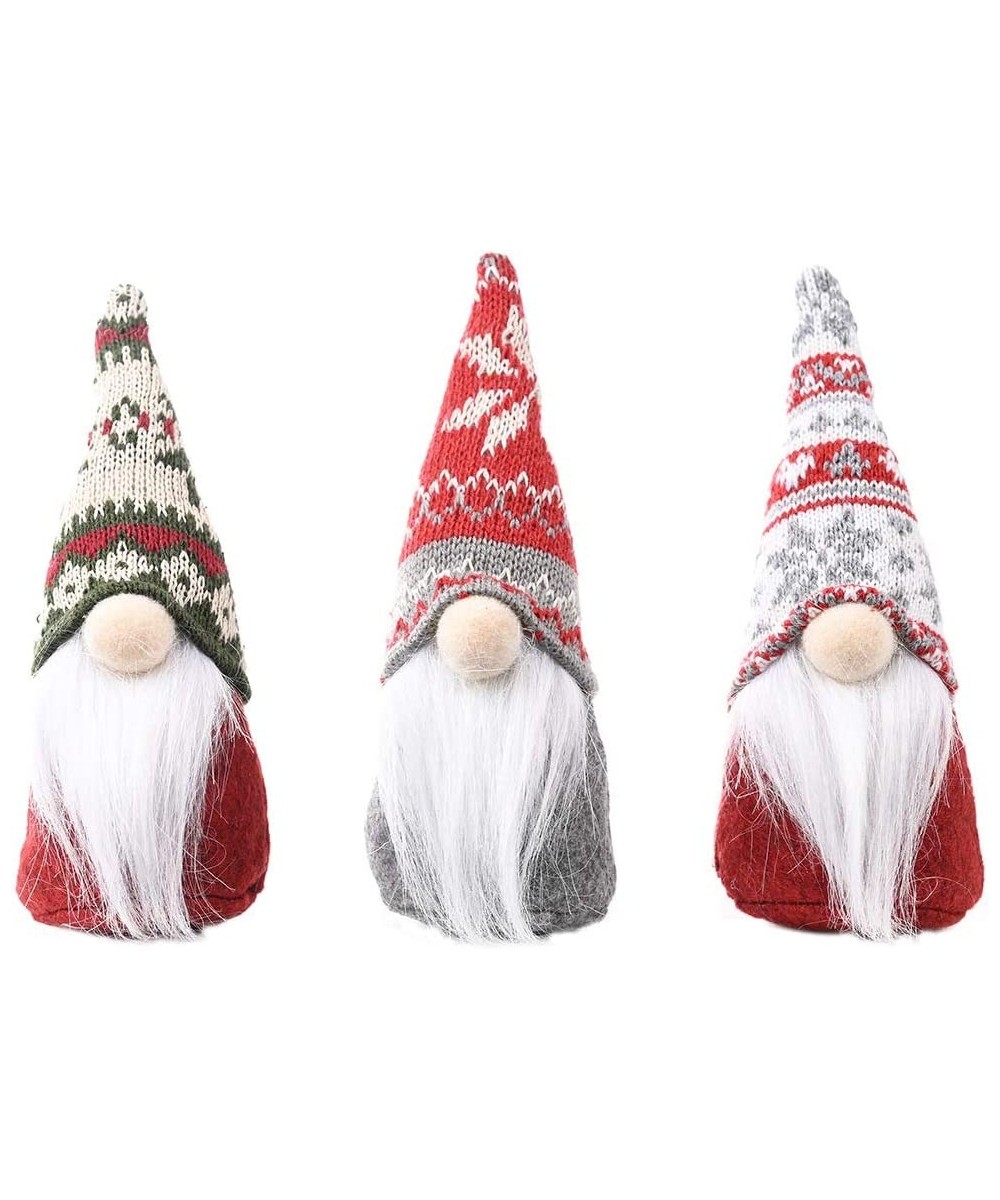 3 Pcs Little Christmas Gnome Plush Doll Xmas Long Hat Elf Cloth Dolls Handmade Plush Doll Table Decoration Window Display Chr...