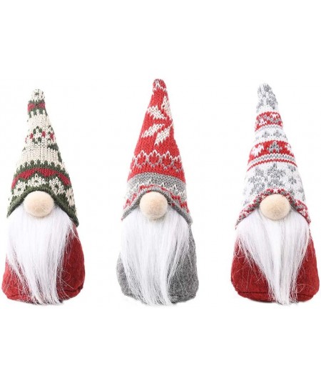 3 Pcs Little Christmas Gnome Plush Doll Xmas Long Hat Elf Cloth Dolls Handmade Plush Doll Table Decoration Window Display Chr...