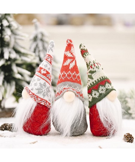 3 Pcs Little Christmas Gnome Plush Doll Xmas Long Hat Elf Cloth Dolls Handmade Plush Doll Table Decoration Window Display Chr...