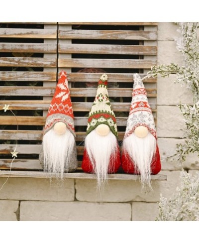 3 Pcs Little Christmas Gnome Plush Doll Xmas Long Hat Elf Cloth Dolls Handmade Plush Doll Table Decoration Window Display Chr...