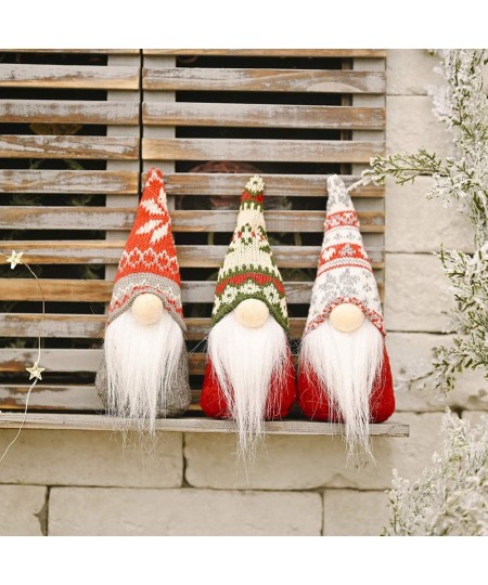 3 Pcs Little Christmas Gnome Plush Doll Xmas Long Hat Elf Cloth Dolls Handmade Plush Doll Table Decoration Window Display Chr...