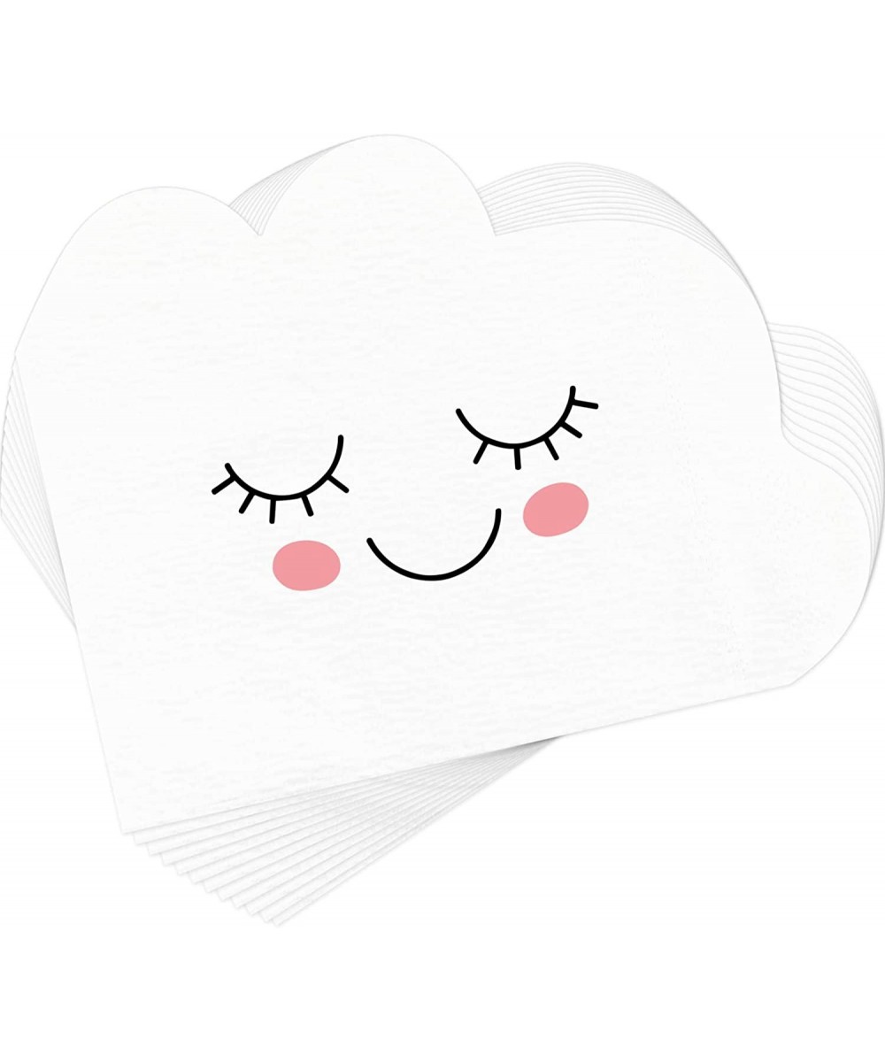 80 Pieces Baby Shower Cloud Napkins White Cloud Shaped Tissue Paper Cocktail Napkins Baby Girl Boy Smiling Cloud Disposable N...