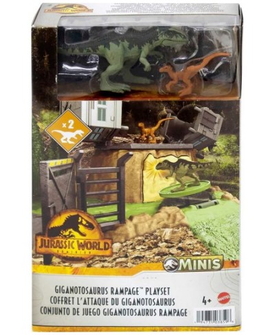 Jurassic World Dominion Minis Giganotosaurus Rampage Playset with 2 Mini Dinosaur Figures and Break Apart Features Toy Gift S...