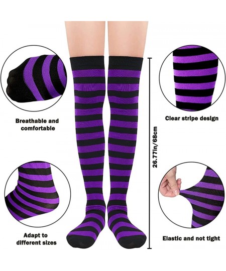 3PCS Halloween Witch Hat Headband with 3Pairs High Thigh Socks Knee Long Striped Socks for Halloween Party Favor Cosplay Cost...