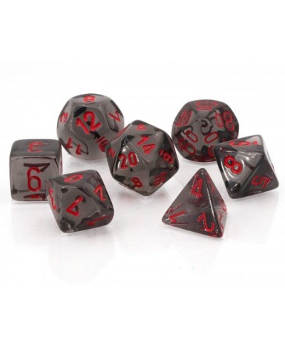 Dice Translucent: 7pc Smoke/Red Grey $21.12 - Game Accessories