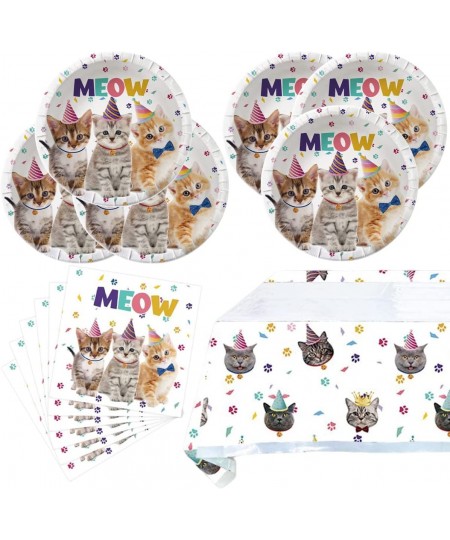 Cat Party Supplies Tableware Kitten Disposable Dinnerware 20 Plates 20Napkins And Table Covers Cat Birthday Party Decorations...