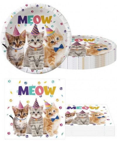 Cat Party Supplies Tableware Kitten Disposable Dinnerware 20 Plates 20Napkins And Table Covers Cat Birthday Party Decorations...