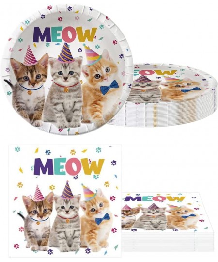 Cat Party Supplies Tableware Kitten Disposable Dinnerware 20 Plates 20Napkins And Table Covers Cat Birthday Party Decorations...